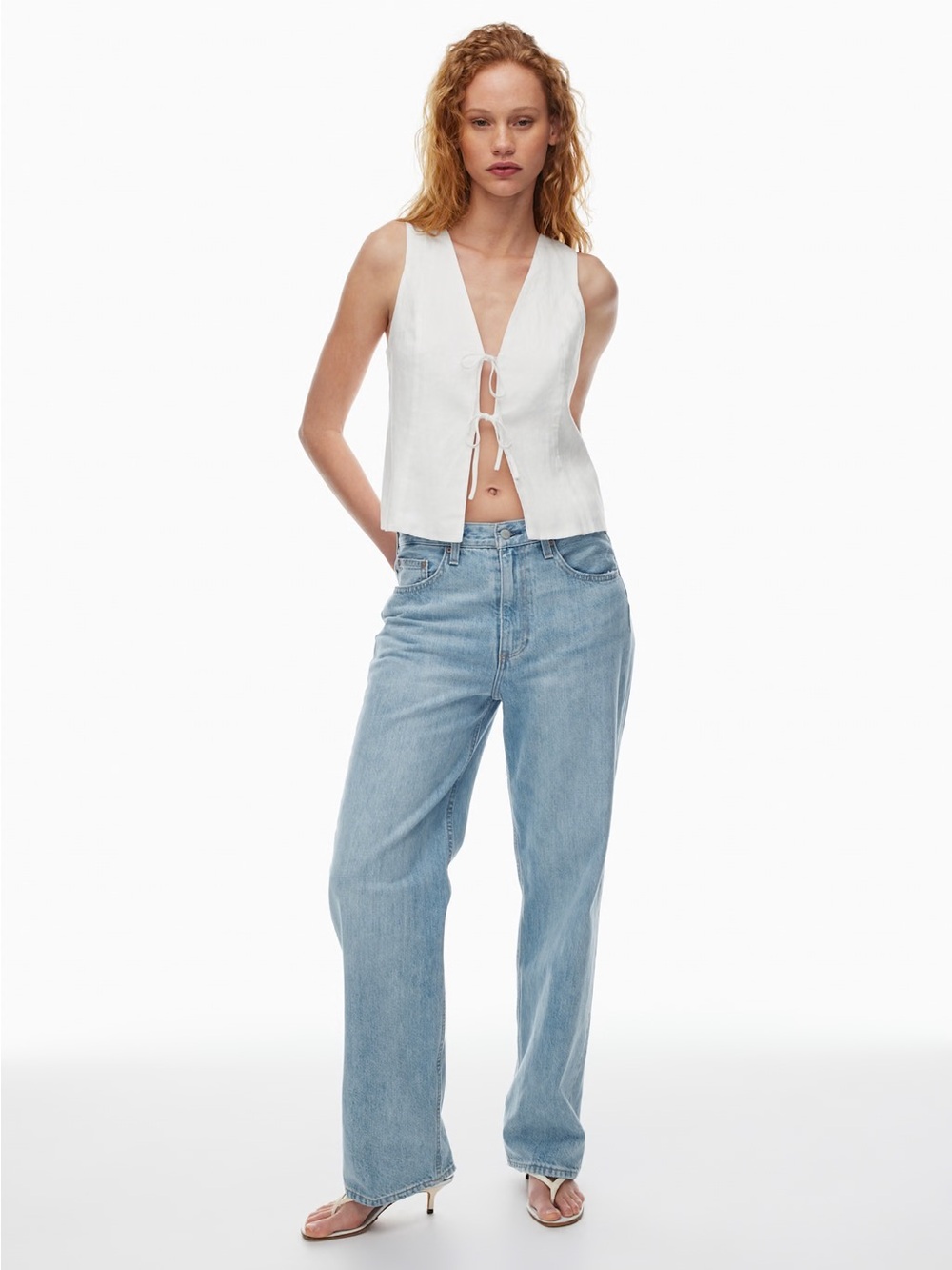 Aritzia Windsor Linen Front Tie Top